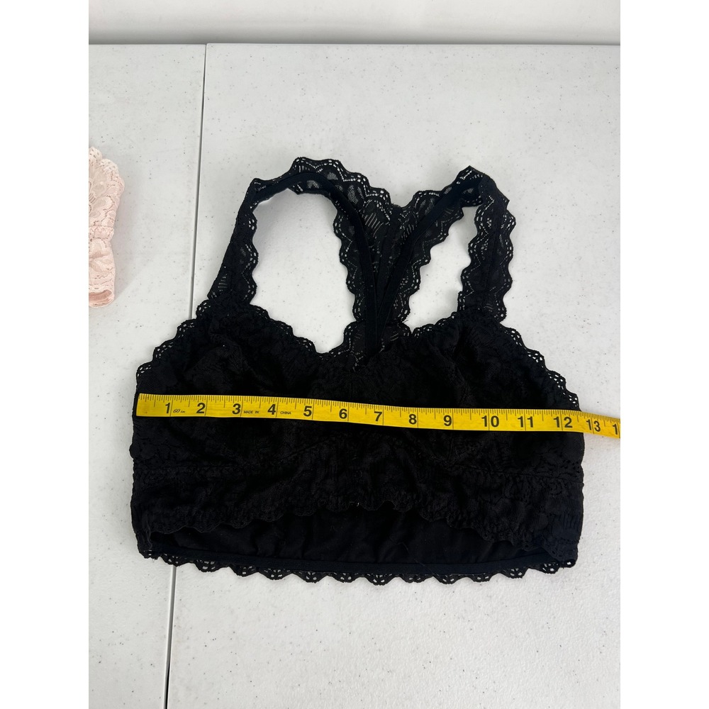 Felina Women Size M Floral Lace Racerback Bralettes Black Pink Gray Lot - Picture 8 of 16